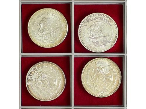 MÉXICO. Lote 4 monedas 1 Onza. 1991, 1992, 1993 y 1995. AR. 