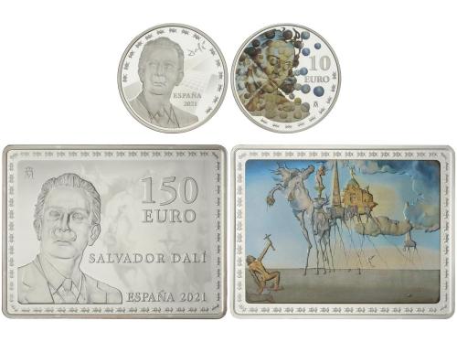 FELIPE VI. Set 2 monedas 10 y 150 Euro. 2021. SALVADOR DALÍ.