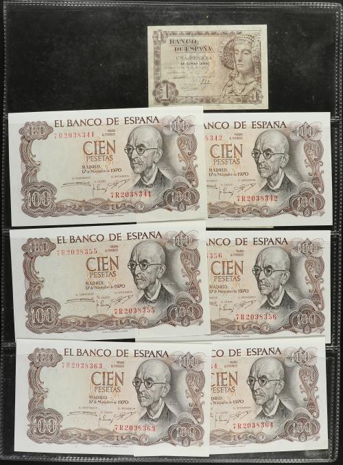 BILLETES ESPAÑOLES. Lote 260 billetes. Incluye billetes 1 P