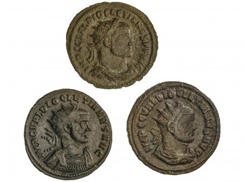 Lote 10 monedas Pequeños Bronces. AURELIANO (7), DIOCLECIANO