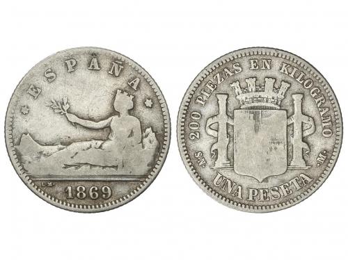 GOB. PROVISIONAL y I REPÚBLICA. 1 Peseta. 1869 (*_-_). S.N.-