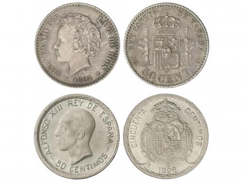 ALFONSO XIII. Lote 3 monedas 2 y 50 Céntimos (2). 2 Céntimo