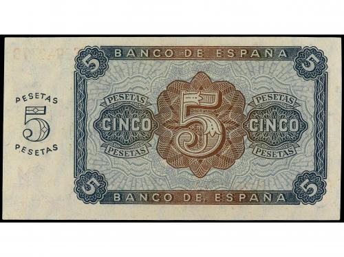 ESTADO ESPAÑOL. 5 Pesetas. 10 Agosto 1938. Serie F. (Leve do