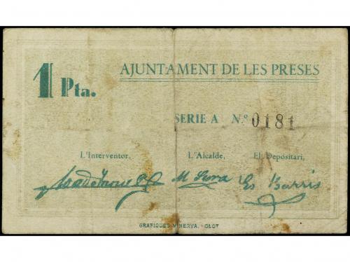 CATALUNYA. 1 Pesseta. 14 d´ Agost 1937. Aj. de LES PRESES. (