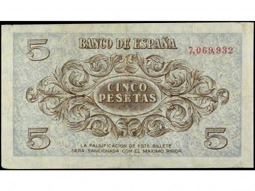 ESTADO ESPAÑOL. 5 Pesetas. 21 Noviembre 1936. Restos de tint