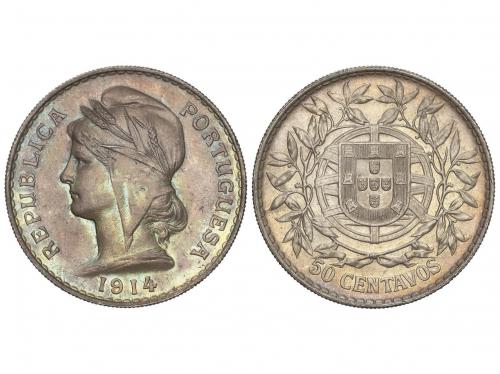 PORTUGAL. 50 Centavos. 1914. 12,44 grs. AR. Pátina. KM-561. 