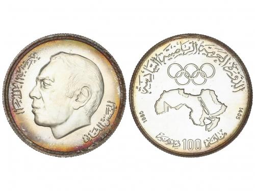 MARRUECOS. 100 Dirhams. 1985. 14,79 grs. AR. 6th Panarab Spo