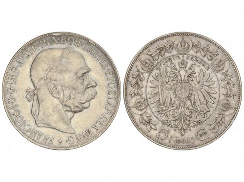 AUSTRIA. 5 Korona. 1900. FRANZ JOSEPH I. 23,9 grs. AR. (Golp