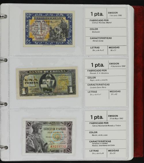 Lote 33 billetes 1 a 1.000 Pesetas. 1936 a 1979. Todos difer