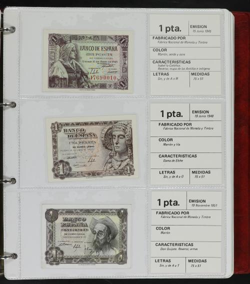 Lote 33 billetes 1 a 1.000 Pesetas. 1936 a 1979. Todos difer