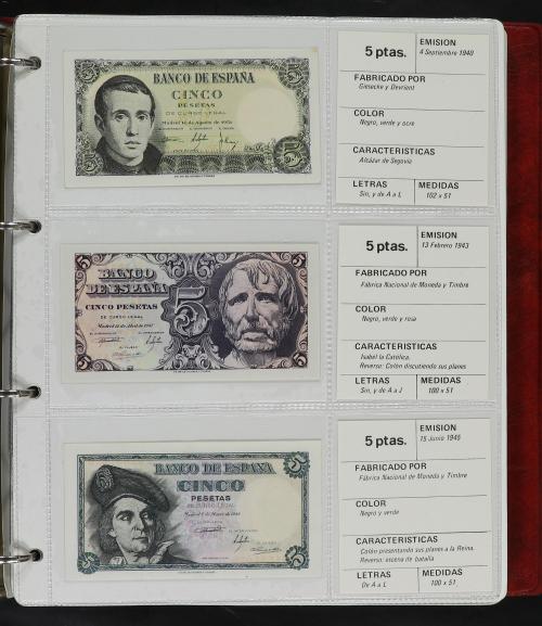 Lote 33 billetes 1 a 1.000 Pesetas. 1936 a 1979. Todos difer