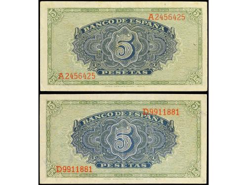 ESTADO ESPAÑOL. Lote 2 billetes 5 Pesetas. 4 Septiembre 1940