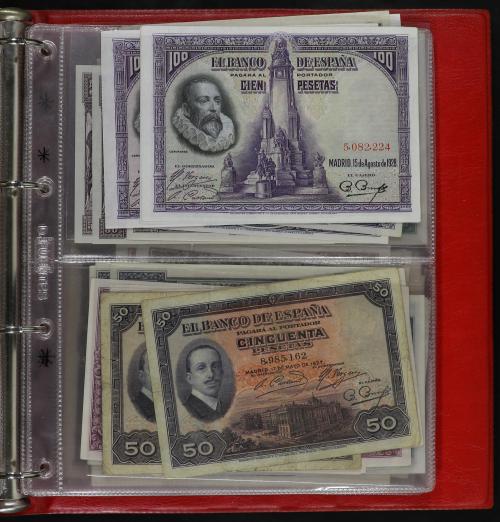 Lote alrededor 250 billetes 1 a 10.000 Pesetas. 1906 a 1985.