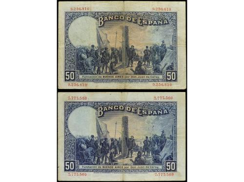 BANCO DE ESPAÑA. Lote 2 billetes 50 Pesetas. 17 Mayo 1927. A