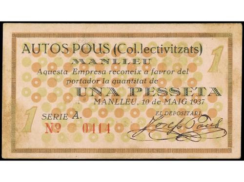 CATALUNYA. 1 Pesseta. 10 Maig 1937. AUTOS POUS (COL.LECTIVIT