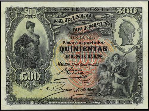 BANCO DE ESPAÑA. 500 Pesetas. 15 Julio 1907. Alcazar de Sego