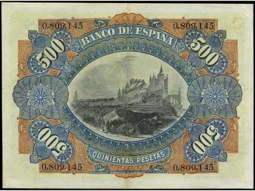 BANCO DE ESPAÑA. 500 Pesetas. 15 Julio 1907. Alcazar de Sego