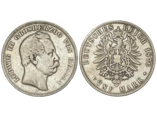 ESTADOS ALEMANES. 5 Mark. 1876-H. LUDWIG III. HESSE-DARMSTAD