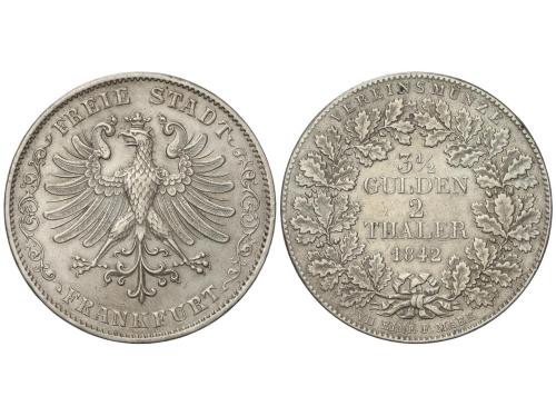 ESTADOS ALEMANES. 2 Thaler (3-1/2 Gulden). 1842. FRANKFURT. 