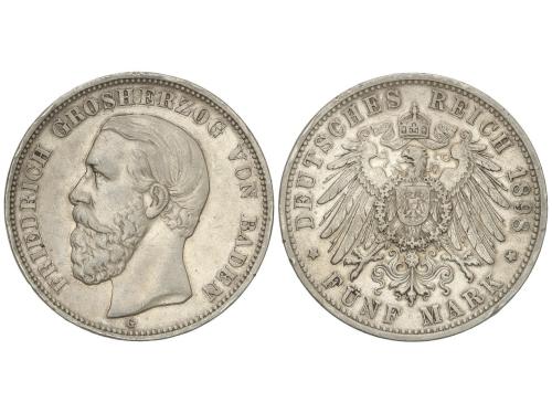 ESTADOS ALEMANES. 5 Mark. 1898-G. FRIEDRICH I. BADEN. 27,60 