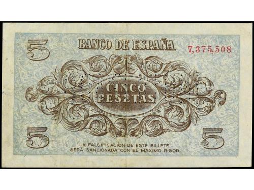 ESTADO ESPAÑOL. 5 Pesetas. 21 Noviembre 1936. INUTILIZADO en