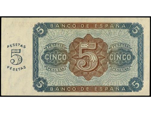 ESTADO ESPAÑOL. 5 Pesetas. 10 Agosto 1938. Serie J. (Leves a