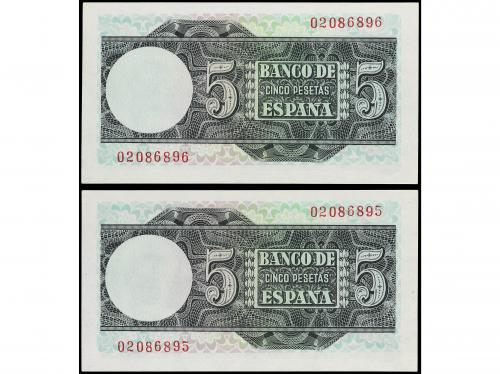 ESTADO ESPAÑOL. Lote 2 billetes 5 Pesetas. 5 Marzo 1948. El