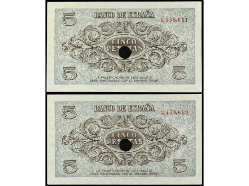 ESTADO ESPAÑOL. Lote 2 billetes 5 Pesetas. 21 Noviembre 1936