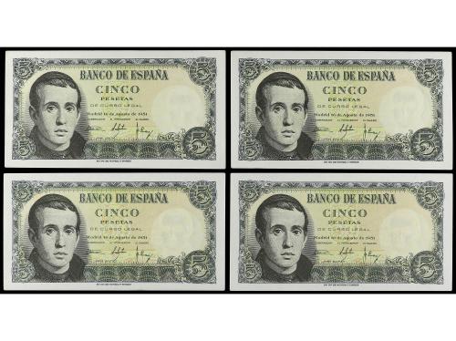 ESTADO ESPAÑOL. Lote 8 billetes 5 Pesetas. 16 Agosto 1951. B