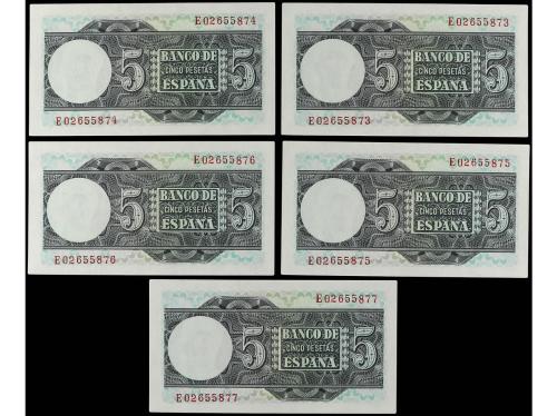 ESTADO ESPAÑOL. Lote 5 billetes 5 Pesetas. 5 Marzo 1948. Elc