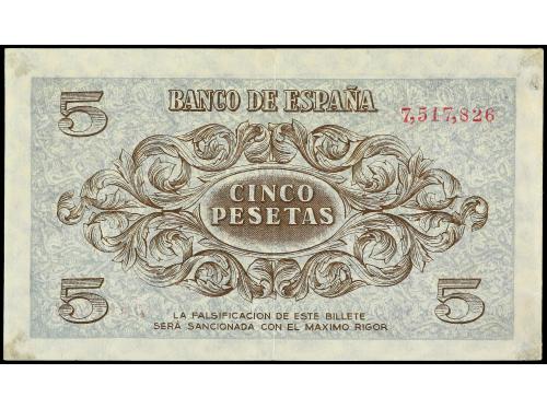 ESTADO ESPAÑOL. 5 Pesetas. 21 Noviembre 1936. (Restos de adh