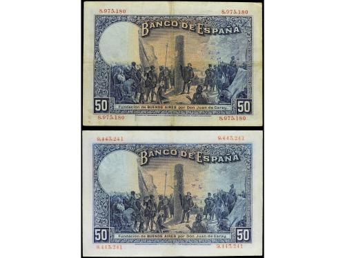 BANCO DE ESPAÑA. Lote 2 billetes 50 Pesetas. 17 Mayo 1927. A