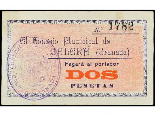 ANDALUCÍA. 2 Pesetas. 17 Octubre 1937. C.M. de GALERA (Grana