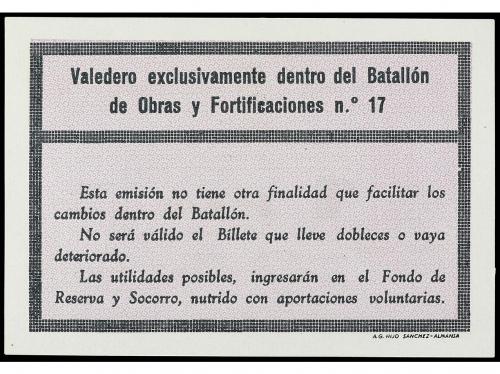 1 Peseta. Octubre 1937. ALBACETE. BATALLÓN DE OBRAS Y FORTIF