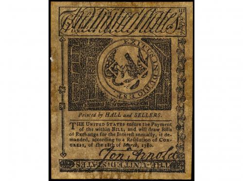 BILLETES EXTRANJEROS. 3 Dollars. 2 Julio 1780. ESTADOS UNIDO