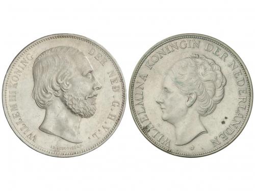 HOLANDA. Lote 2 monedas 2-1/2 Gulden. 1872 y 1930. WILLEM II