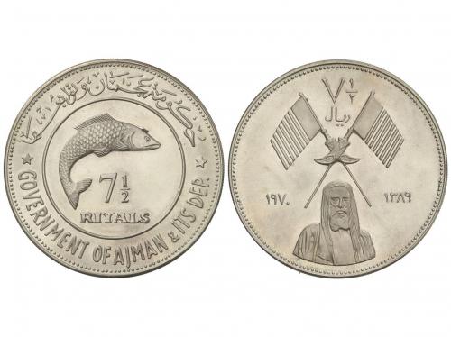 AJMAN. 7 1/2 Riyals. 1389 d.H. (1970 d.C.). 22,9 grs. AR. Hu