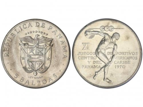 PANAMÁ. 5 Balboas. 1970. AR. XI Juegos Centroamericanos y Ca