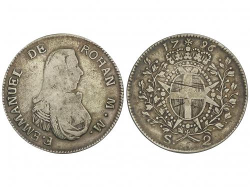 ORDEN DE MALTA. 2 Scudi. 1796. EMMANUEL DE ROHAN. 22,71 grs.