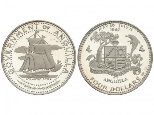 ANGUILLA. 4 Dollars. 1969. 28,62 grs. AR. Barco "Estrella de