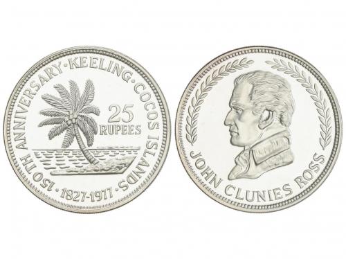 KEELING COCOS. 25 Rupees. 1977. 16,15 grs. AR. John Clunies 