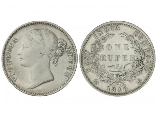 INDIA BRITÁNICA. 1 Rupee. 1840. VICTORIA. 11,53 grs. AR. (Li