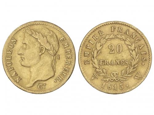 FRANCIA. 20 Francs. 1813-W. NAPOLEON EMPEREUR. LILLE. 6,37 g