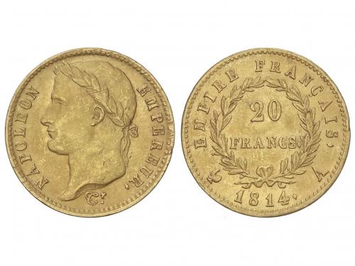 FRANCIA. 20 Francs. 1814-A. NAPOLEON EMPEREUR. PARIS. 6,37 g