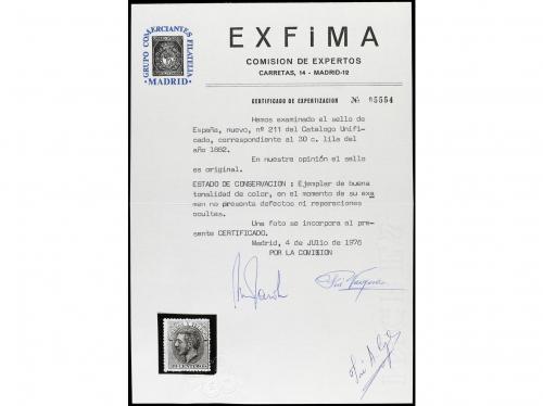 * ESPAÑA. Ed. 211. 30 cts. lila. Color intenso. Cert. EXFIMA