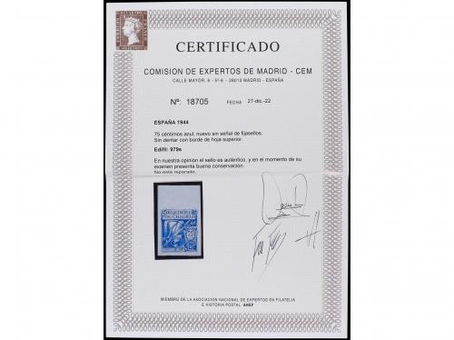 ** ESPAÑA. Ed. 979s. 75 cts. azul SIN DENTAR. Borde superior