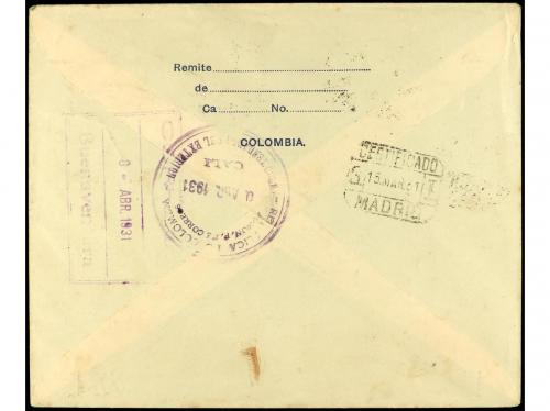 ✉ ESPAÑA. Ed. 497A(2). 1931. Entero postal colombiano envia