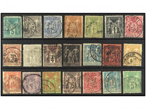 °. FRANCIA. 1849-1900. Pequeña colección de 55 sellos montad