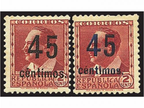 ** ESPAÑA. Ed. NE28 y 28a. 45 cts. s. 2 cts. castaño rojizo