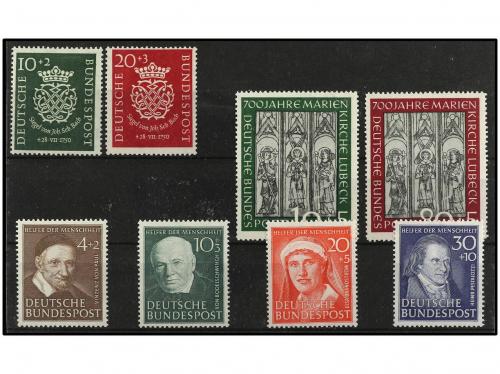 ** ALEMANIA OCCIDENTAL. Yv. 7/8, 25/6 y 29/32. 3 SERIES COMP